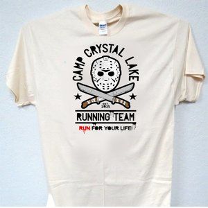 CAMP CRYSTAL LAKE, UNNING TEAM, COOL HALLOWEEN BRAND NEW TEE T-1904